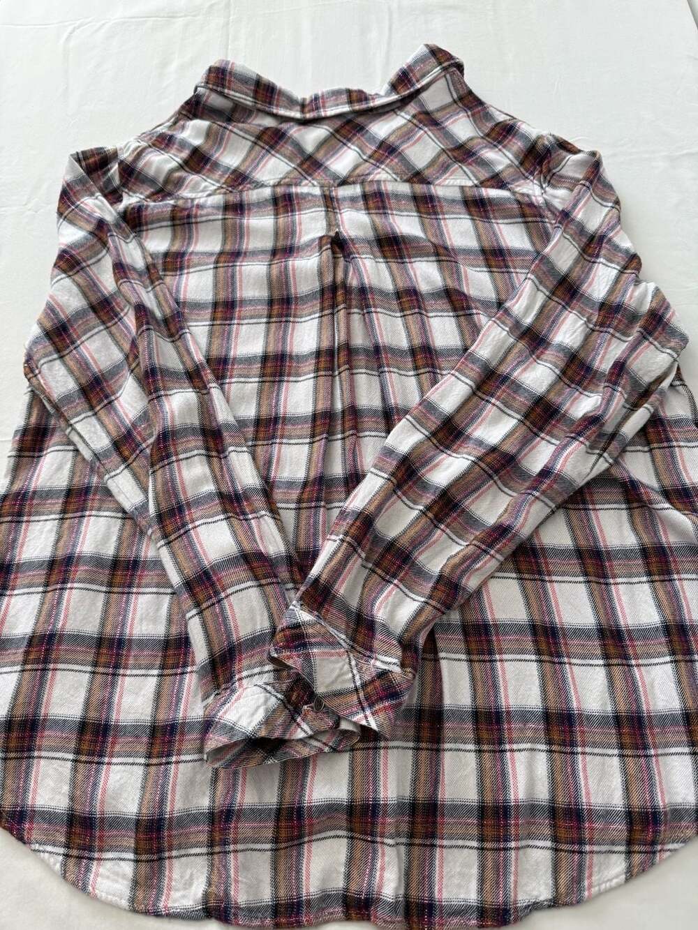 Cloth & Stone Anthropologie Plaid Metallic Lurex Button Down Shirt - Picture 7 of 7